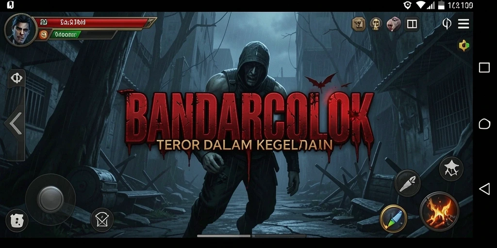 Screenshot gameplay BANDARCOLOK yang menunjukkan suasana mencekam.