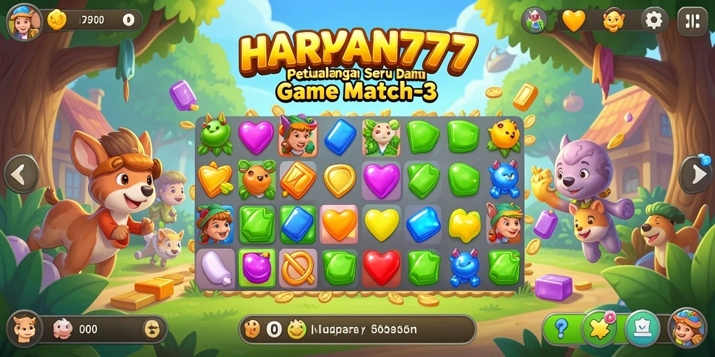 Tampilan gameplay seru dalam HARAPAN777 dengan berbagai pencocokan objek.