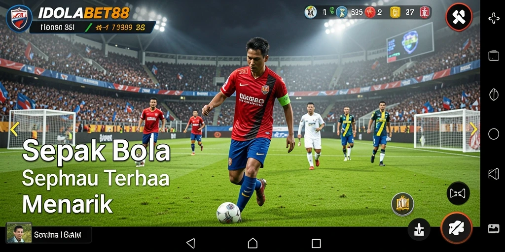 Tampilan gameplay IDOLABET88 yang penuh aksi sepak bola.