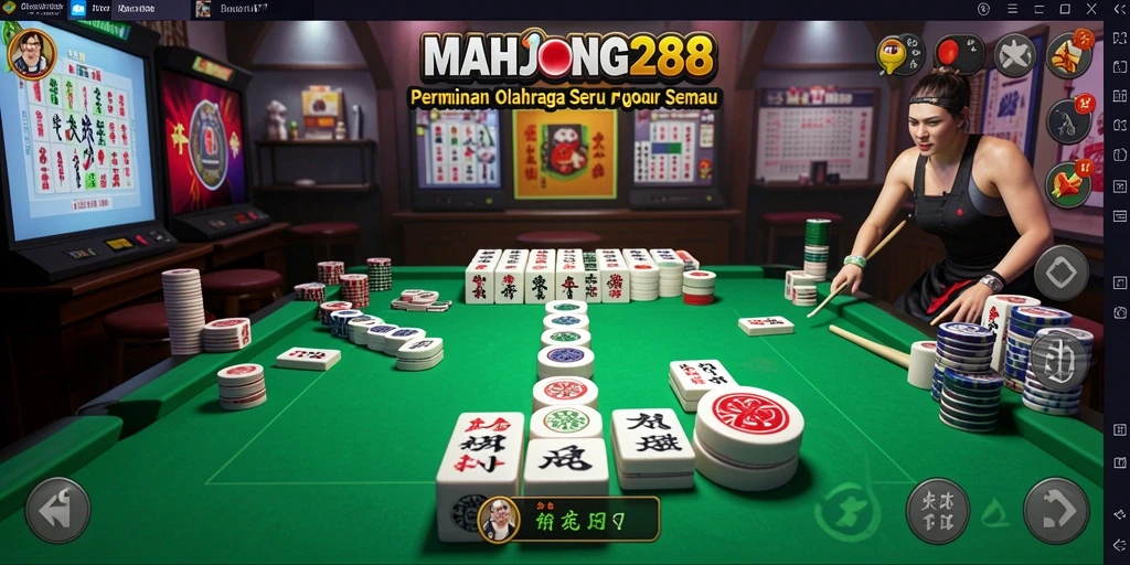 Tampilan gameplay MAHJONG288 yang menegangkan dan berwarna.