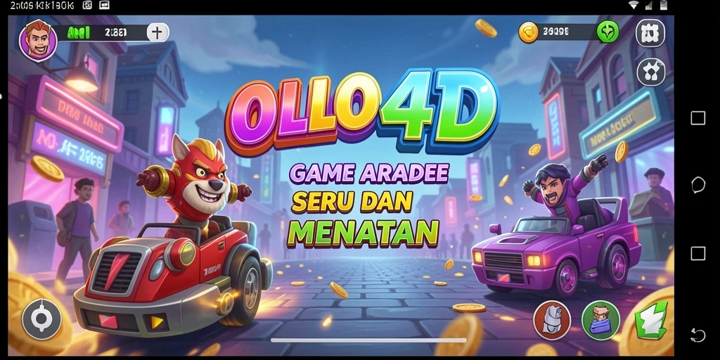 Screenshot utama OLLO4D menampilkan aksi gameplay Arcade yang seru.