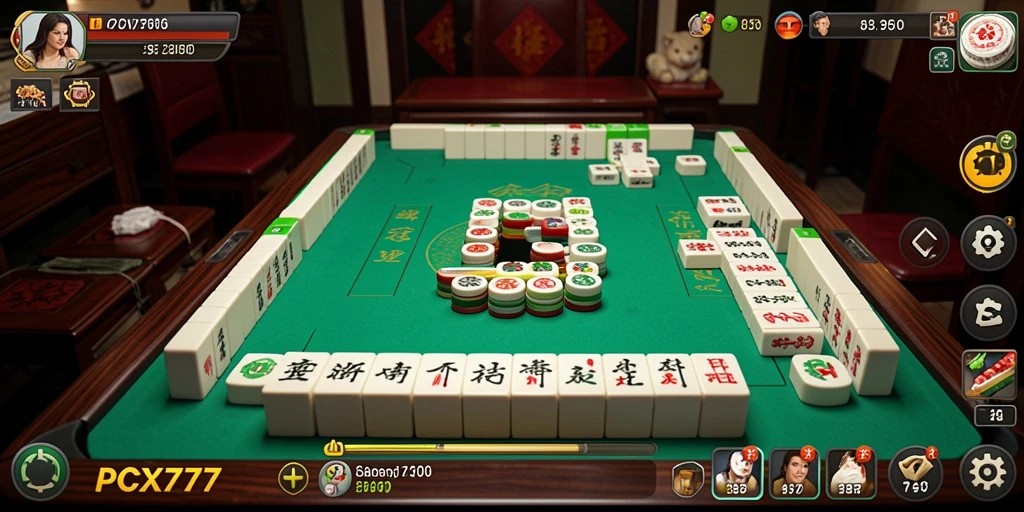 Tampilan gameplay <strong>PCX777</strong> yang menakjubkan dengan ubin Mahjong berwarna-warni.