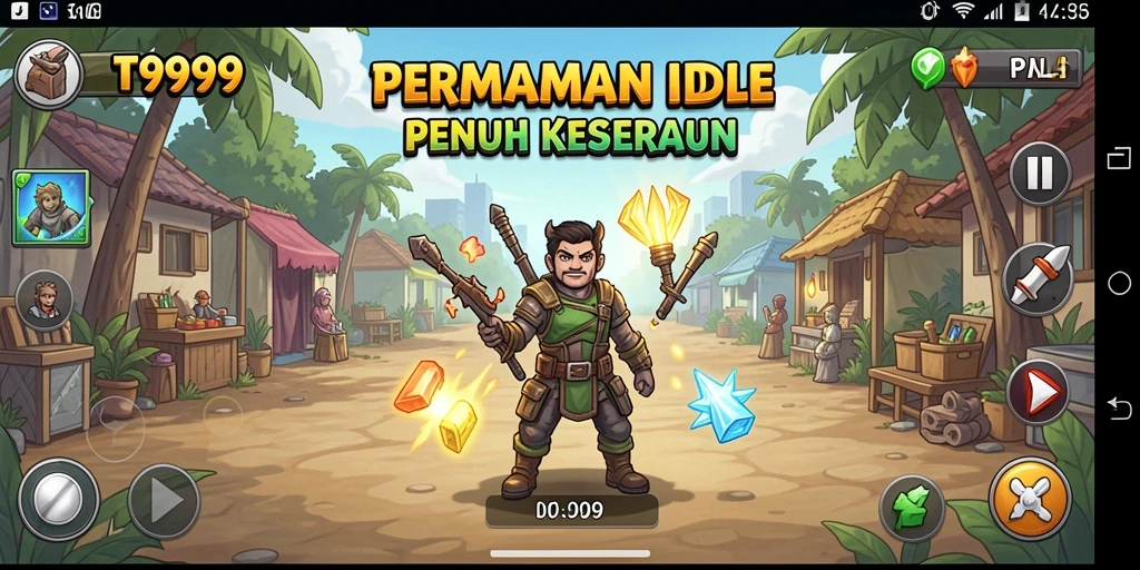 Tangkapan layar gameplay T9999 menampilkan suasana permainan Idle yang menarik.
